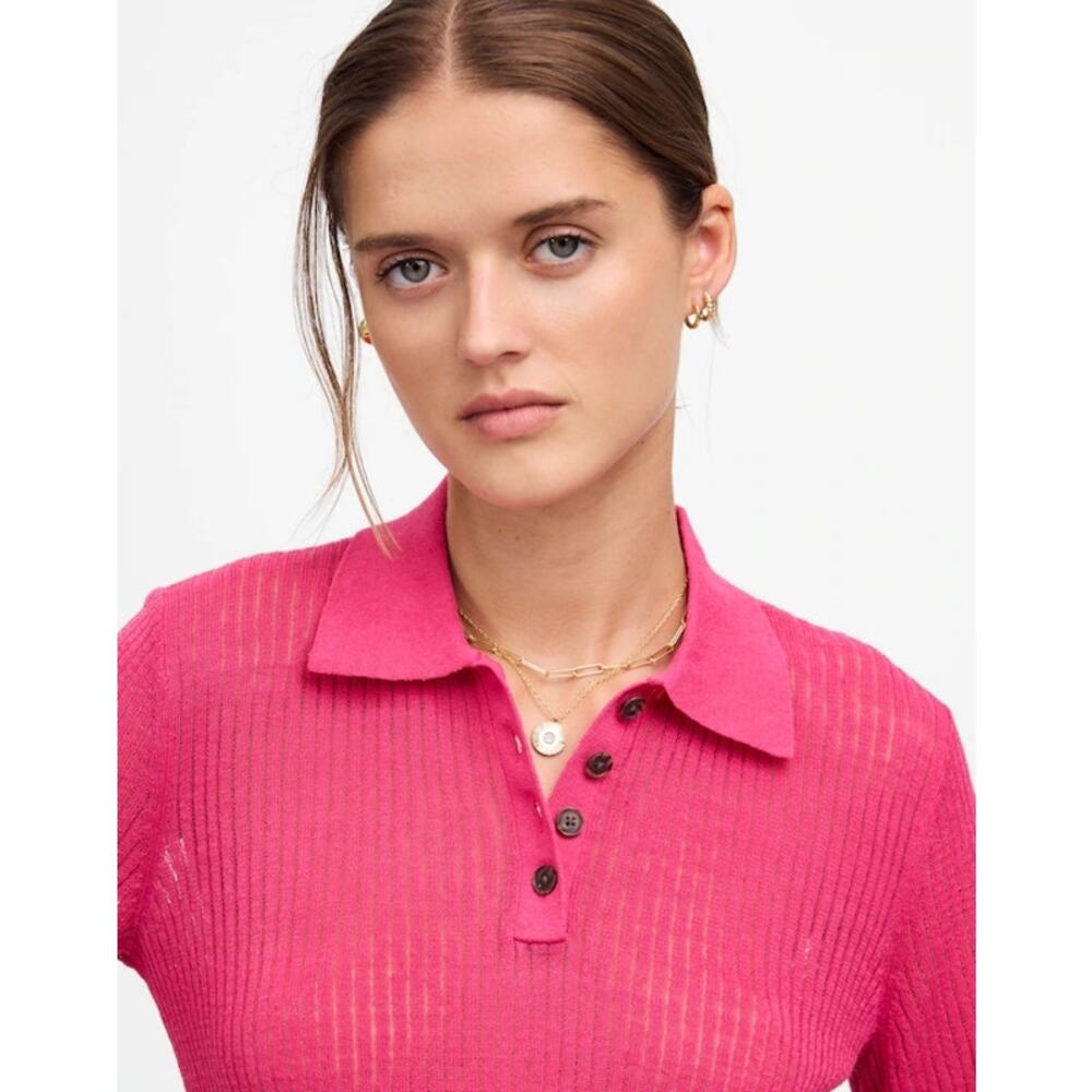 NWT Madewell Short-Sleeve Polo Sweater Tee - Picture 3 of 12